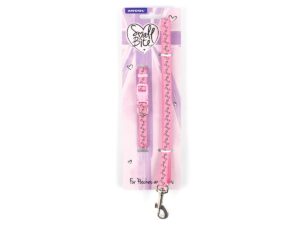 AN138120B SML BITE PAW&BONE PUPPY COLLAR&LEAD PINK|BLUE