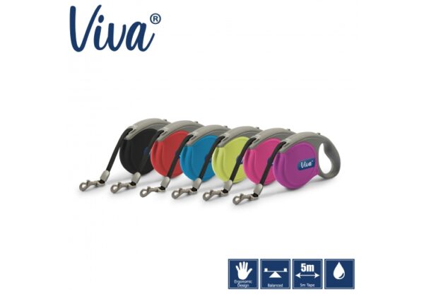all colours s ANCOL VIVA RETRACTABLE 5M LEAD MEDIUM 30KG VARIOUS COLOURS