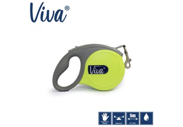 lime s ANCOL VIVA RETRACTABLE 5M LEAD MEDIUM 30KG VARIOUS COLOURS