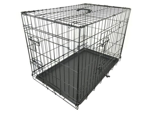 2025/06/1000060163.jpg REPUBLIC OF PET BLACK FOLD FLAT DOG CRATE 2 DOOR